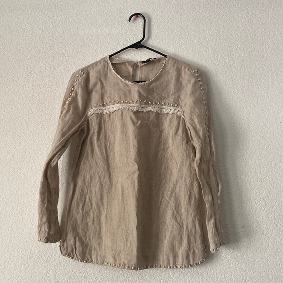 J. Crew Embroidered Bohemian 100% Linen Top - Picture 2 of 8